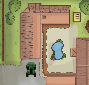 Der Hundert Hühner Hof von oben Bild von oben vom Hundert Hühner Hof vor dem Umbau